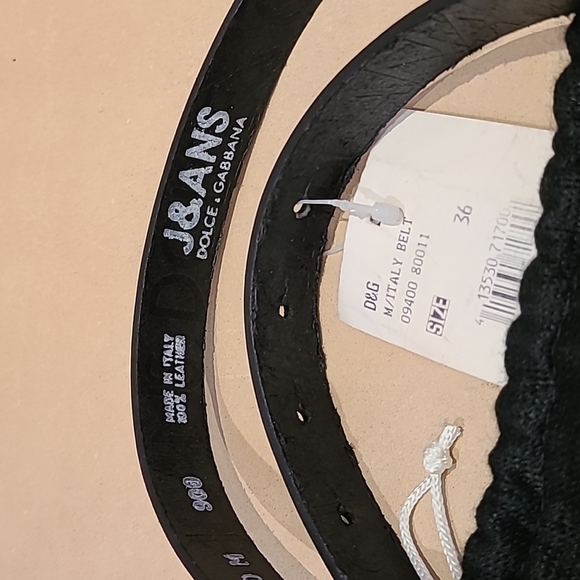 DOLCE AND GABBANA jeans Belt black leather with chrome signature logo buckle - Picture 3 of 9